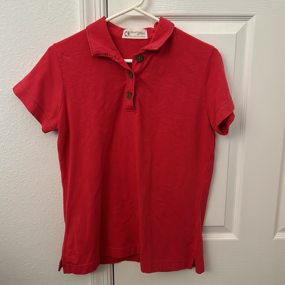 Tehama Green Women’s Red Short-Sleeve Polo Shirt M